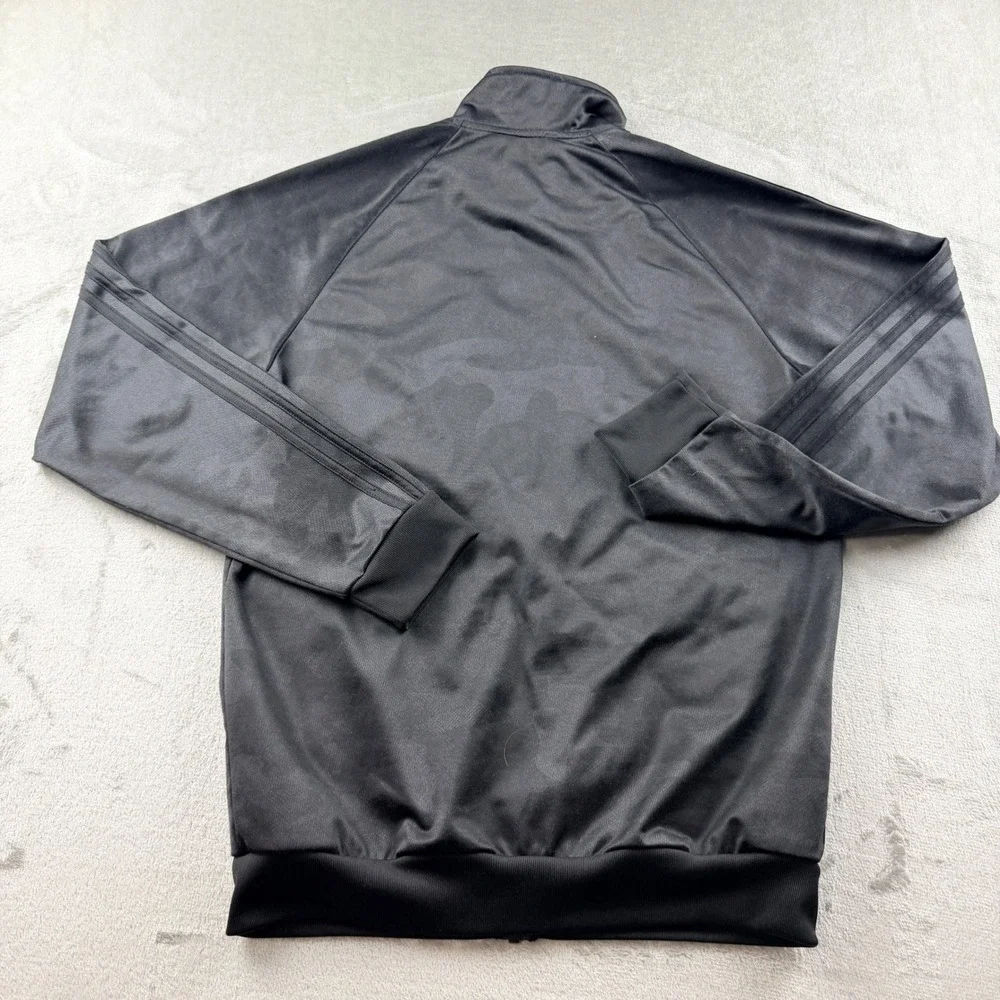 Adidas Men's Small Full Zip Track Jacket Black Camo Three Stripe Athletic